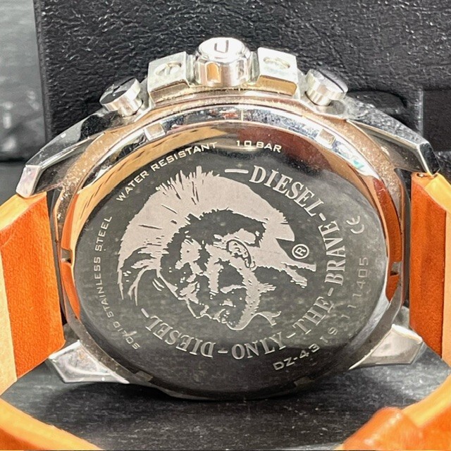 DIESEL diesel wristwatch quarts DZ-4319 MEGA CHIEF mega chief men's calendar blue analogue chronograph battery replaced 