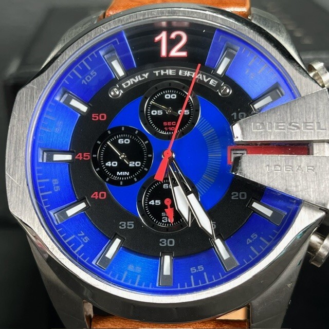 DIESEL diesel wristwatch quarts DZ-4319 MEGA CHIEF mega chief men's calendar blue analogue chronograph battery replaced 