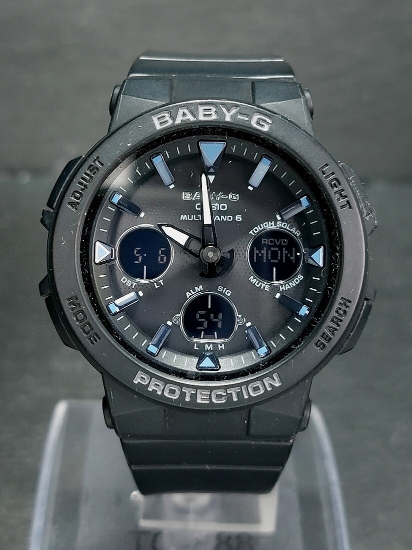 美品 CASIO カシオ Baby-G ベビージー マルチバンド6 BGA-2500-1A アナデジ 電波ソーラー 腕時計 ブラック ブルー ラバーベルト 動作確認済の画像2