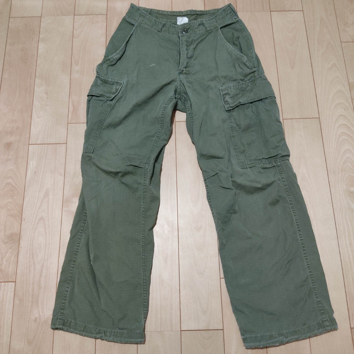 60s 米軍 ジャングルファティーグパンツ 4th リップストップ XS-S ミリタリーパンツ ARMYの画像1