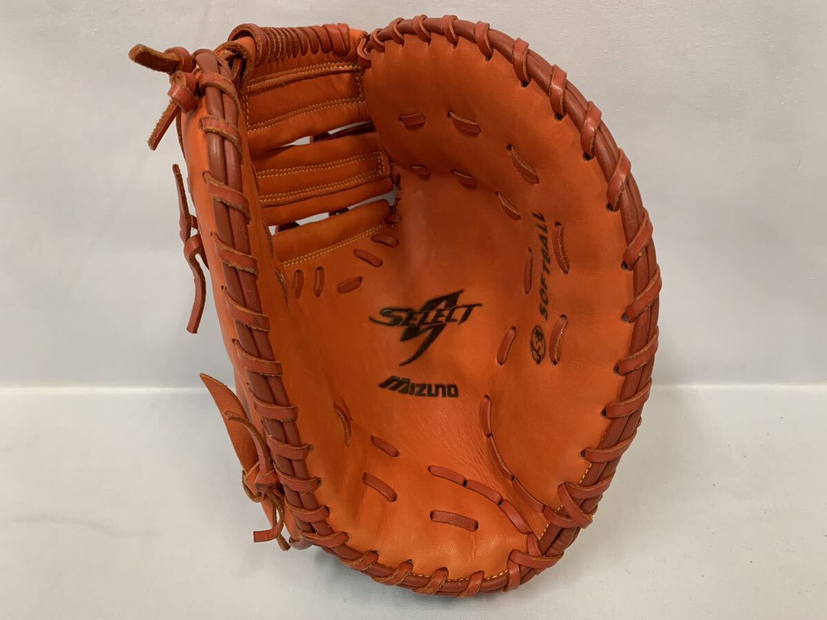 中古美品 MIZUNO SELECT9 セレクトナイン ファーストミット ミズノ 軟式 一塁手 オレンジ [5-42] 115/403E_画像7