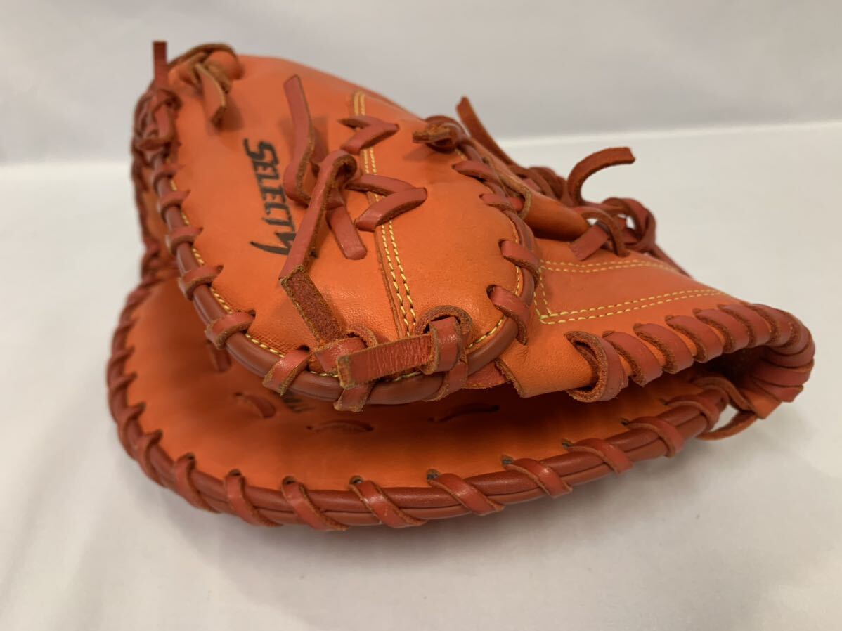 中古美品 MIZUNO SELECT9 セレクトナイン ファーストミット ミズノ 軟式 一塁手 オレンジ [5-42] 115/403E_画像5