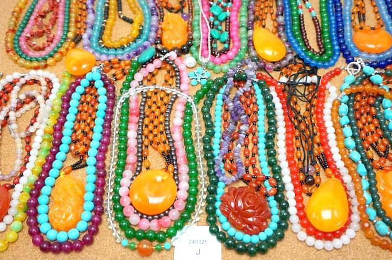 Na11# natural stone necklace pendant . together large amount 50 pcs set * lady's accessory set sale color stone color stone woman @@240325J