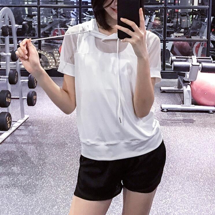 * fitness short sleeves see . see-through Parker / white *L0*:..azu00gym
