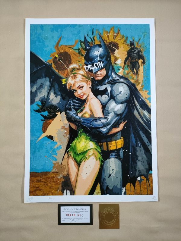 #002 DEATH NYC 世界限定ポスター 現代アート ポップアート バットマン ティンカーベル 妖精 ピーターパン ゴッホ Gogh ひまわり_画像1