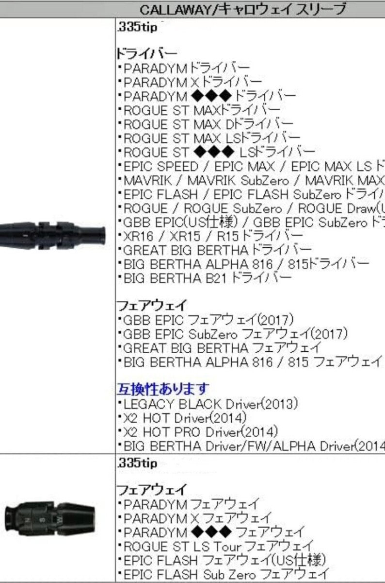 レア品　レフティ キャロウェイ スリーブ付 シャフト グラファイトデザイン ツアーAD GP-6S 3W 5W用の2本セット 左　FW_画像9