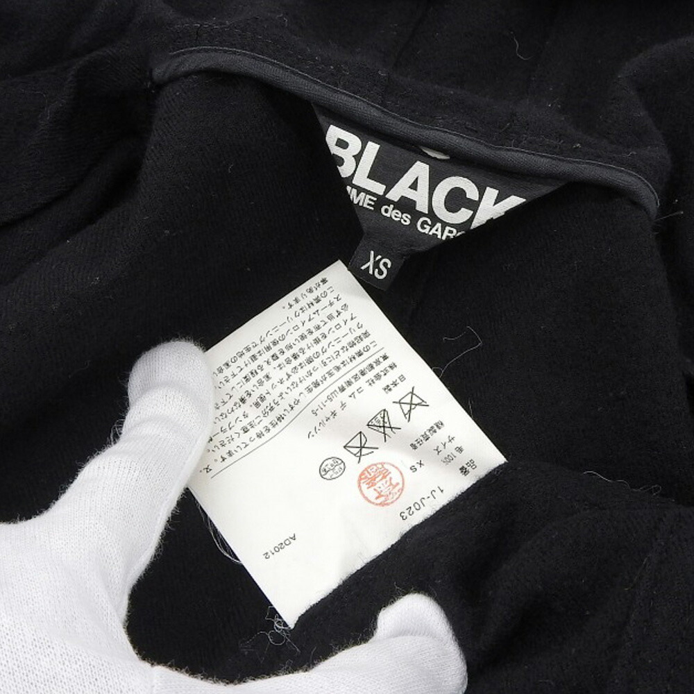 ブラック コムデギャルソン BLACK COMME des GARCONS ウール 切り替え袖 ジャケット フード付き メンズ ブラック sizeXS [Y01002]_画像6
