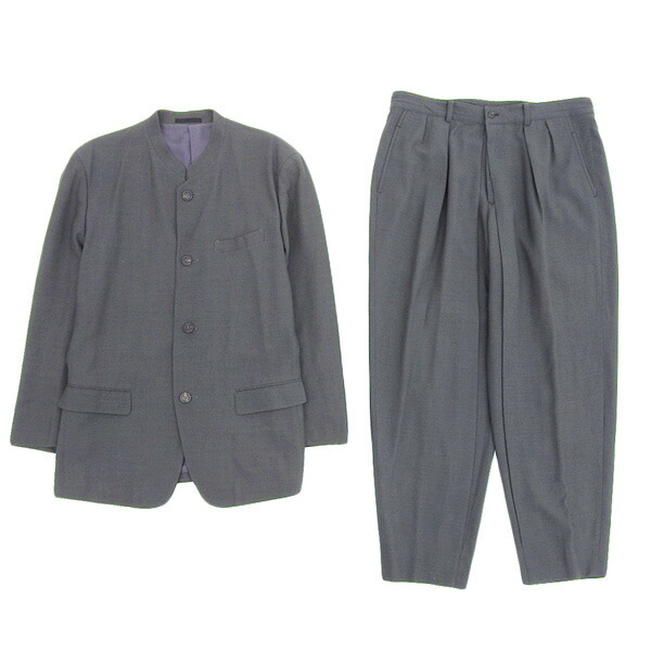  Issey Miyake ISSEY MIYAKE 90\'s Vintage setup wool band color suit men's charcoal gray sizeXL [Y03001]