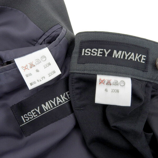 Issey Miyake ISSEY MIYAKE 90\'s Vintage setup wool band color suit men's charcoal gray sizeXL [Y03001]