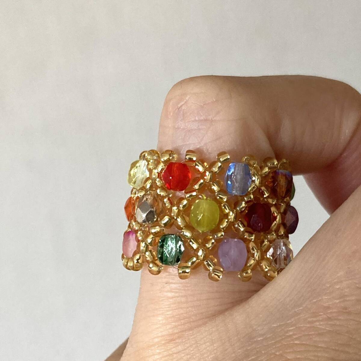 15-17 number beads ring ring a-ga il braided colorful × Gold 