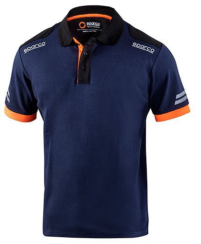 SPARCO（スパルコ） ポロシャツ TECH POLO ネイビーxオレンジ XLサイズ_画像1