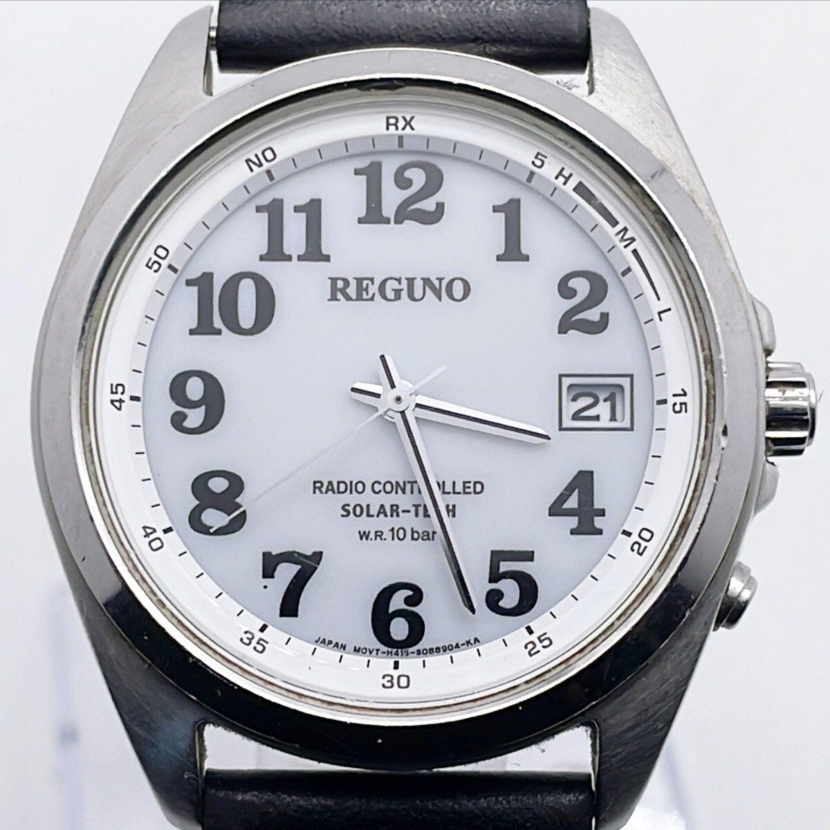【58703】レグノ　REGUNO　メンズ腕時計　H415-5057515　SS　革　ソーラー_画像1