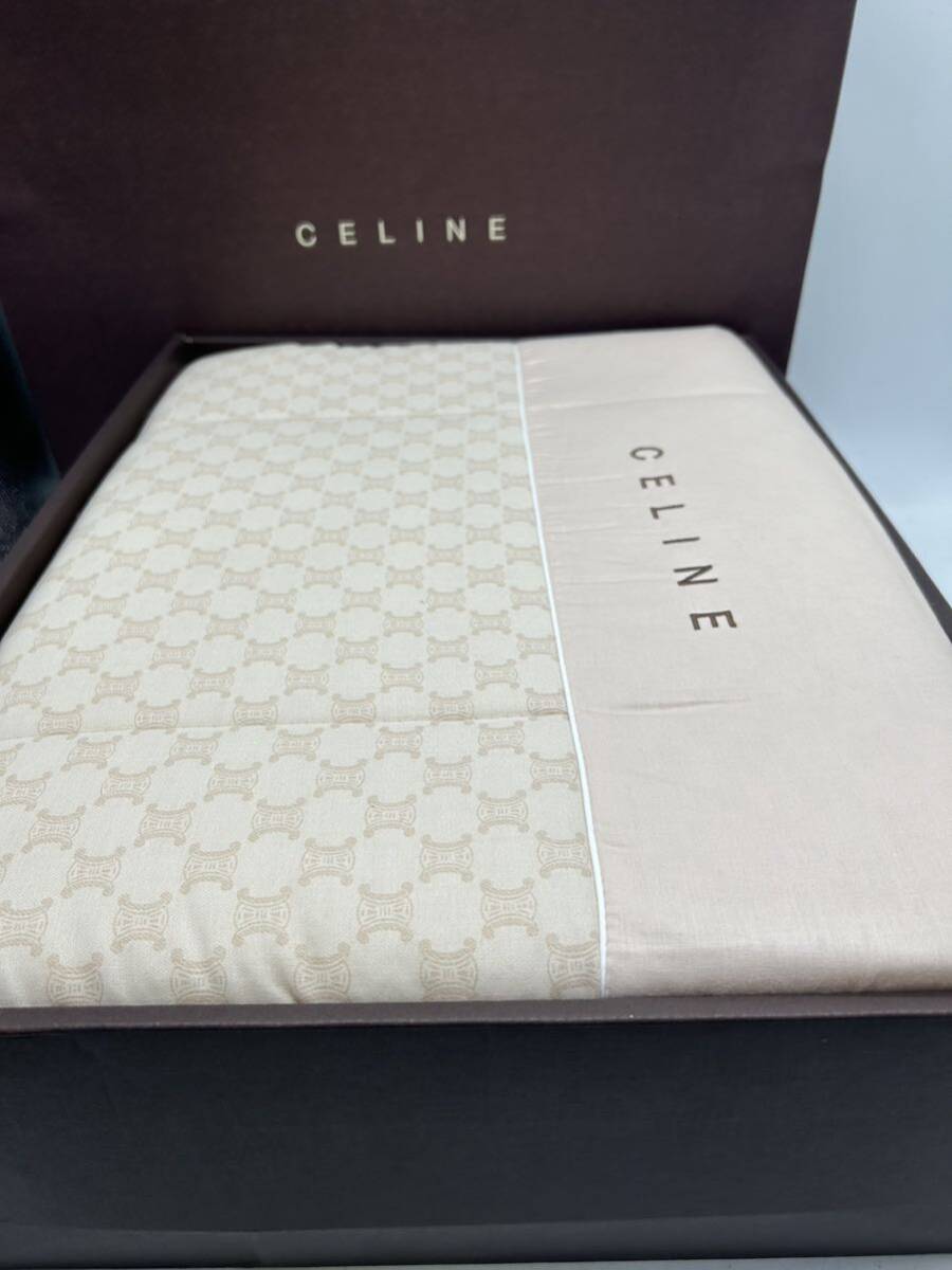 KY0514 CELINE セリーヌ 西川産業 寝具 綿毛布 マカダム柄 合繊肌掛けふとん _画像4