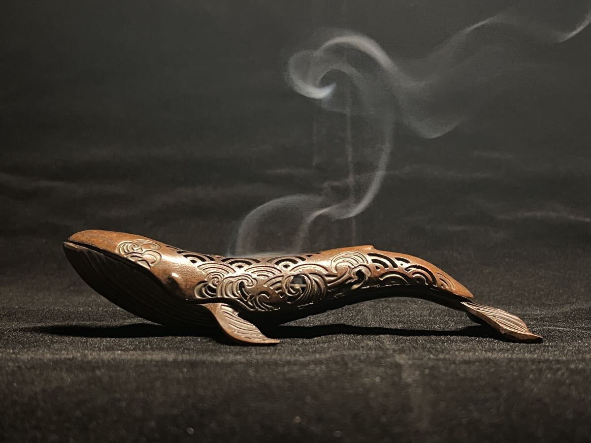 茶道具 銅 細工 鯨 香炉 美品 在銘 乾隆年製 香道具の画像10