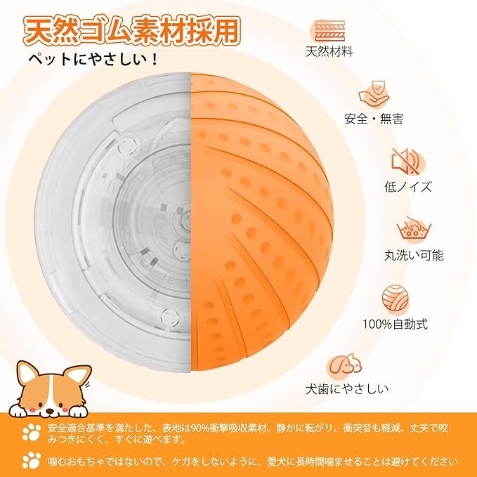 犬 ボール 犬おもちゃ 電動ボール SUPTMAX 光るボール 自動動き＋揺れ＋バウンド機能 天然ゴム 猫 犬 おもちゃ 安全無毒_画像3