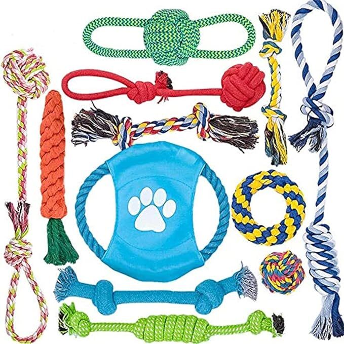 12 個 犬ロープおもちゃ 犬おもちゃ 犬用玩具 噛むおもちゃ ペット用 コットン ストレス解消 セット 丈夫 耐久性 清潔 歯磨_画像1