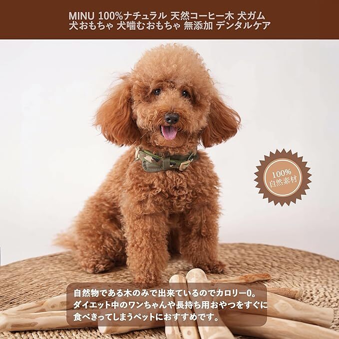 MINU 犬 噛む おもちゃ 無添加 100%ナチュラル 天然 木 コーヒーの木 デンタルケア (XS, 1本)_画像3