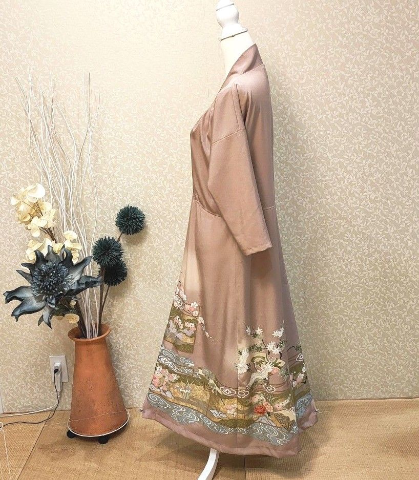 No 27 新品未仕立留袖 着物リメイクワンピース 色留袖ドレス No 27 新品未仕立留袖 着物リメイクワンピース 色留袖ドレス