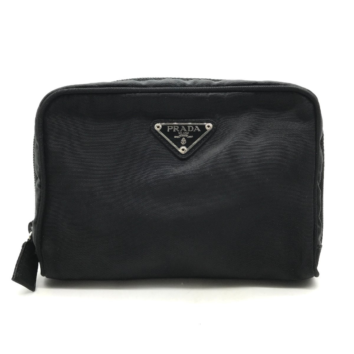 1 jpy superior article PRADA Prada te Hsu to nylon triangle Logo pouch case black k1969