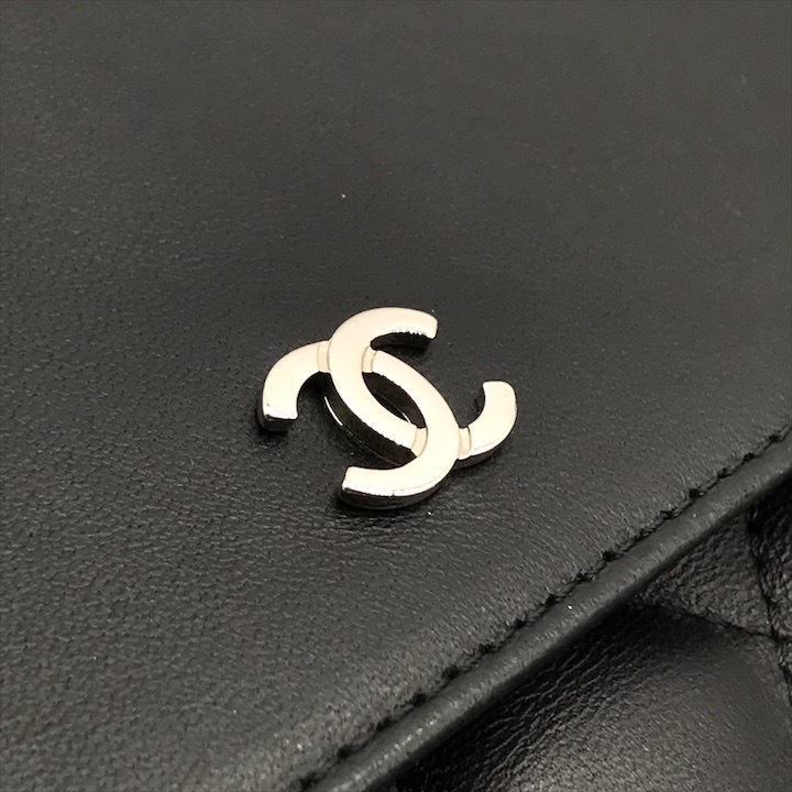 展示品 CHANEL シャネル ココマーク マトラッセ ラムスキン クラッチ バッグ ブラック a3353_画像10