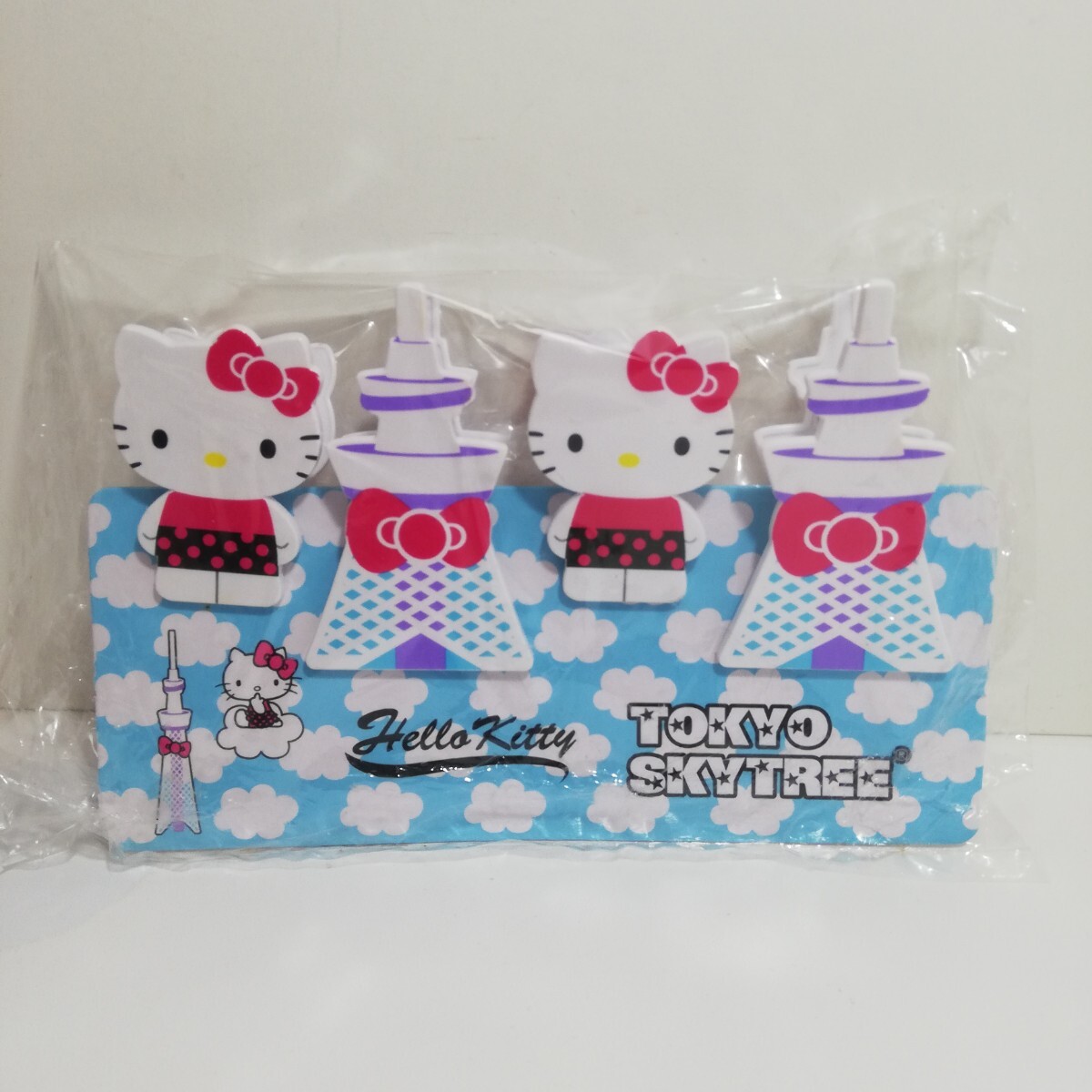 2012年 サンリオ HELLO KITTY × 東京スカイツリー キティちゃん クリップセット 未使用品 [グッズ ハローキティ TOKYO SKYTREE クリップ]_画像1