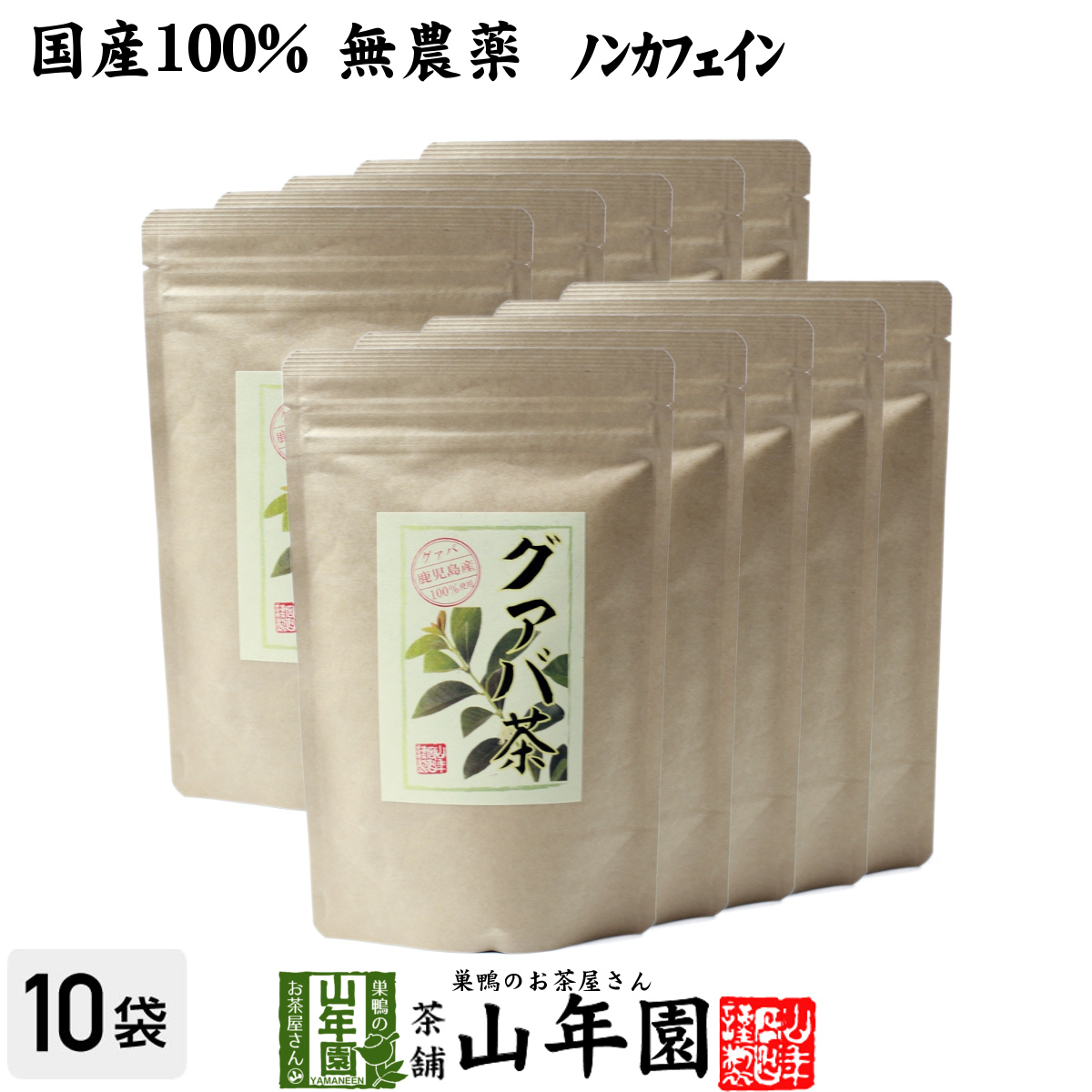 健康茶 国産100% グァバ茶 3g×16パック×10袋セット ティーパック ノンカフェイン 鹿児島県産 無農薬 送料無料_画像1