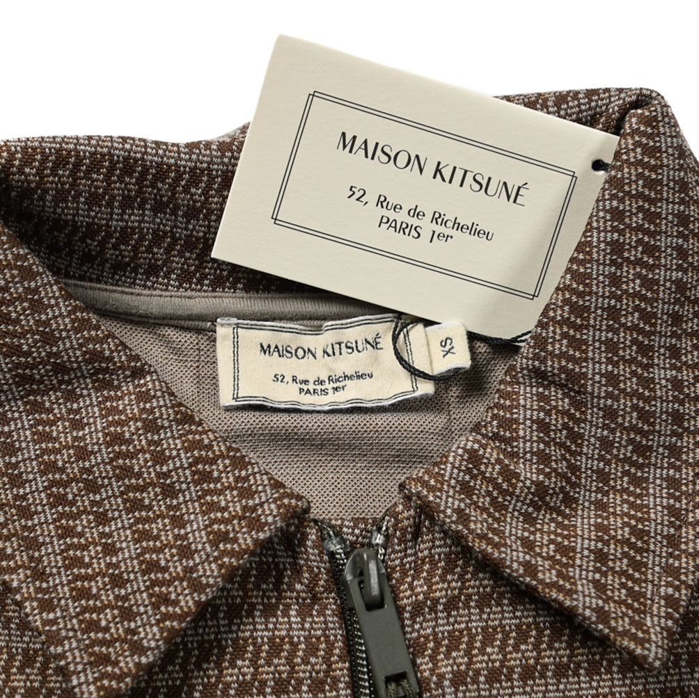 新着 新品 メゾンキツネ MAISON KITSUNE ハーフジップ ポロシャツ 半袖 メンズ ジャガード織 ポリエステル コットン 392047-A-XS_画像5