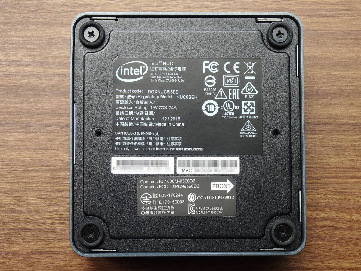 インテル Intel NUC BOXNUC8i5BEH 8GB DDR4 SSD 256GB M.2 中古 MS office pro_plus 2021_画像4