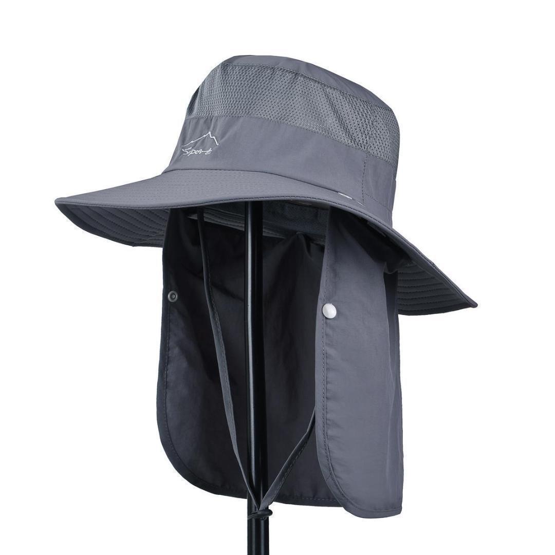 サファリハット 新品 グレー アウトドア 帽子 日よけ メンズ 軽量 キャンプ 日焼け防止 紫外線 カット 男女兼用 登山 釣り 軽量 防水の画像4