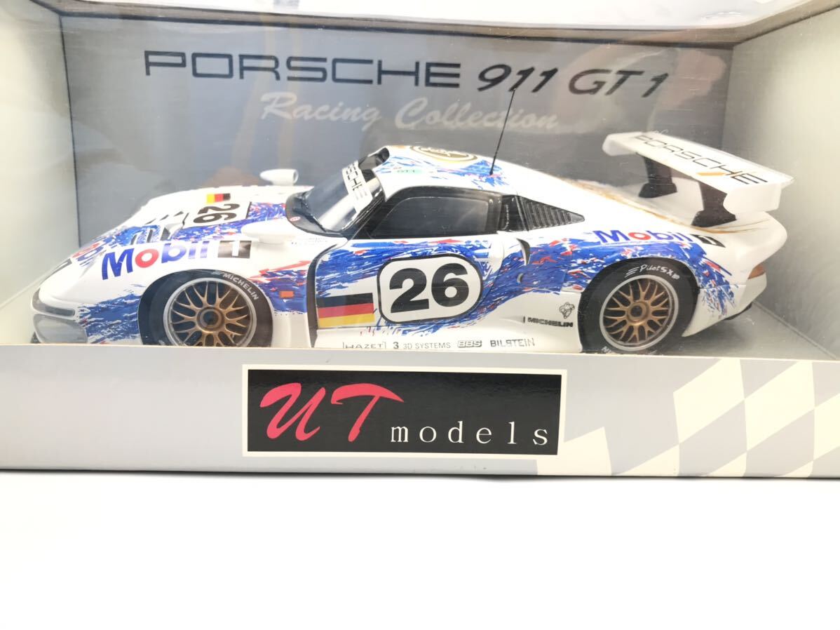 【中古品】ミニカー 白 UTモデル ポルシェ 1/18 GT1 Mobil1 #26 911 GT1 ル・マン 1996 STUCK 模型 ①_画像3