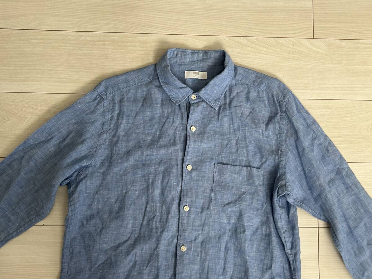 ★ UNIQLO ユニクロ 長袖 XL プレミアムリネンシャツ メンズ XLサイズ ★_画像2