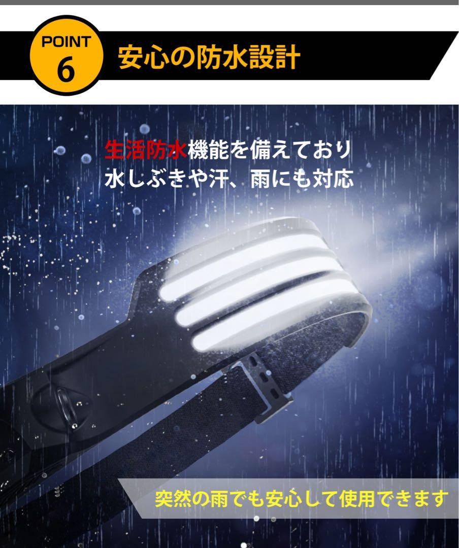 ヘッドライト USB type-c 充電式 230° 人感センサー機能