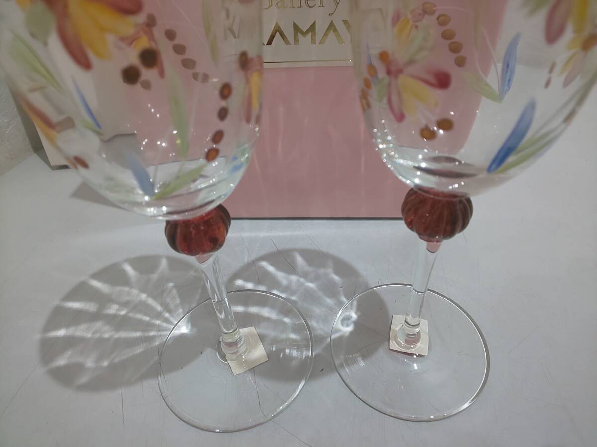 58099★未使用 KAMAY　カメイガラス　ペア　ワイングラス　高さ約16㎝　ルーマニア製_画像3
