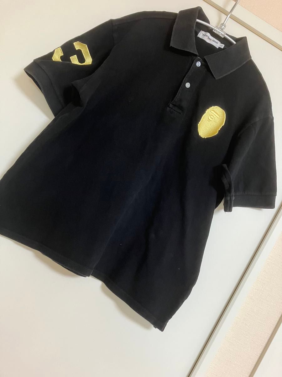 A Bathing Ape ブラックポロシャツ L 旧タグA BATHING APE アベイシングエイプポロシャツブラックL