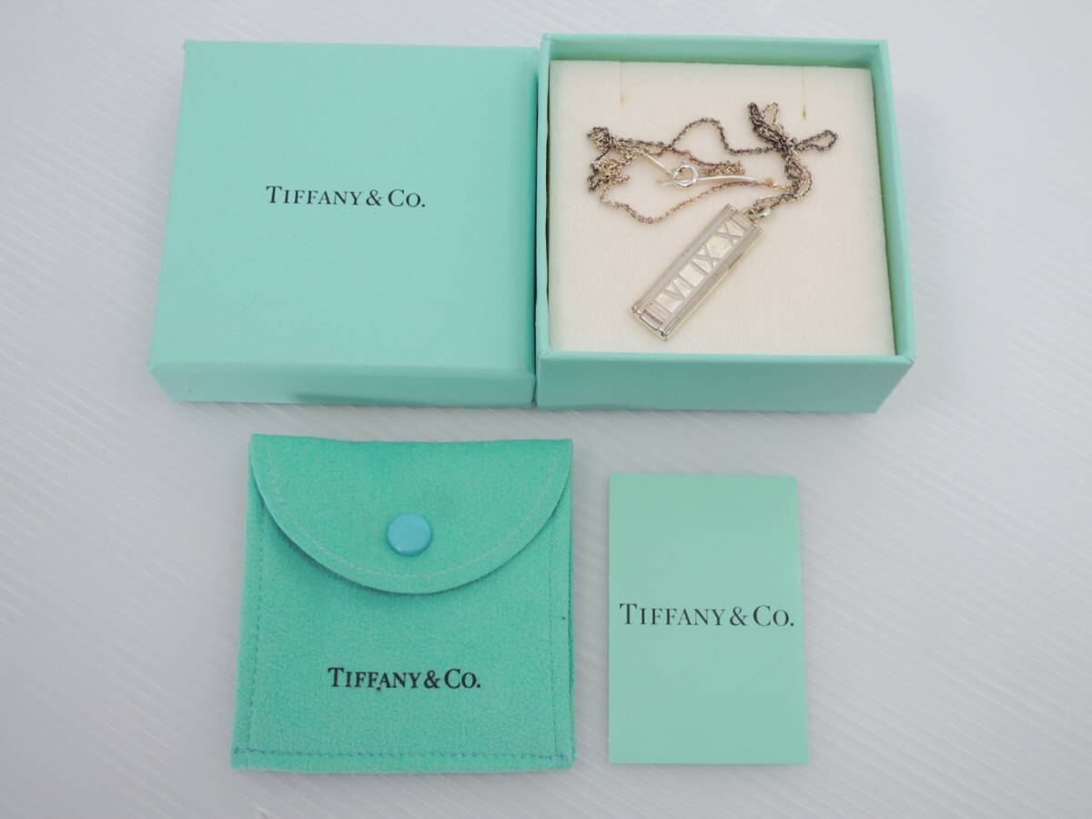 △TIFFANY&Co. ティファニー アトラスバー ネックレス 925 ITALY シルバーカラー 約10ｇ 箱あり アクセサリー/管理7686A12-01260001の画像1