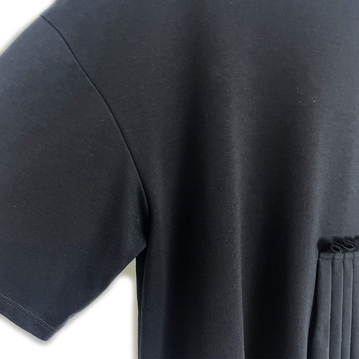 ルシェルブルー 半袖カットソー Pleat Paste Tee プリーツ アシンメトリー 黒 送料無料 g1207u002 中古 古着 ブランド古着DB_画像4