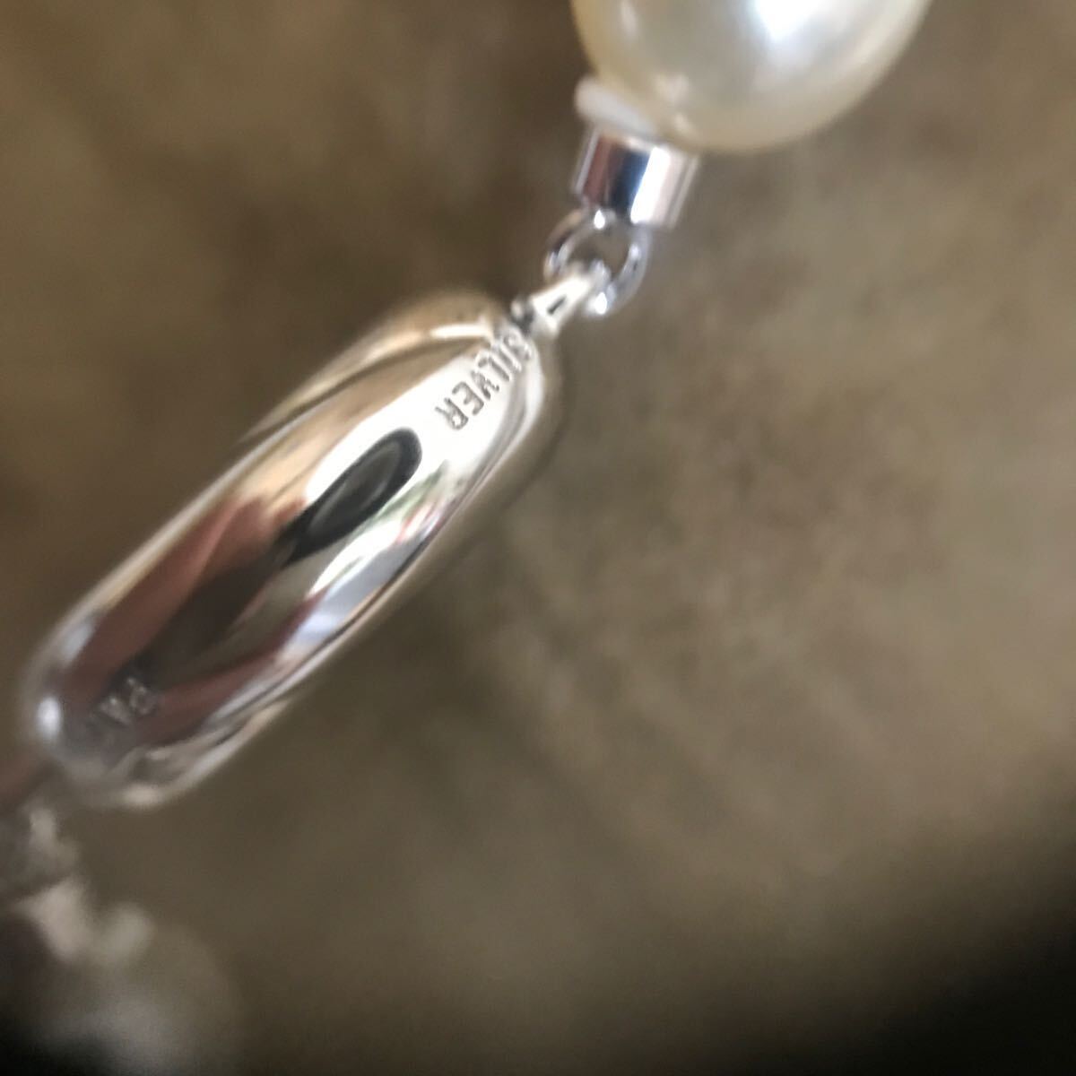 アコヤ 真珠 パールネックレス 留具SV 7.5-8.0mm珠 サイズ約40cm 宝石鑑別書付き 中古美品_画像10