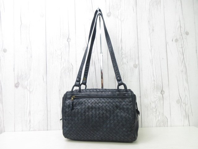 極美品 BOTTEGAVENETA ボッテガヴェネタ イントレチャート ハンドバッグ ショルダーバッグ バッグ レザー 紺 2WAY 67861_画像7