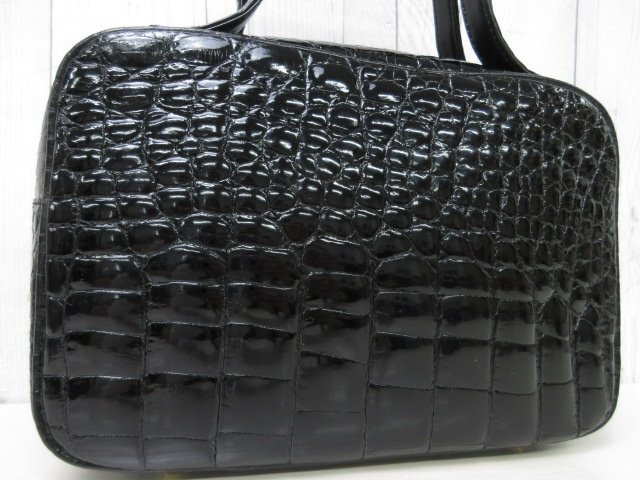  превосходный товар глянец крокодил ручная сумочка сумка чёрный 71277Y