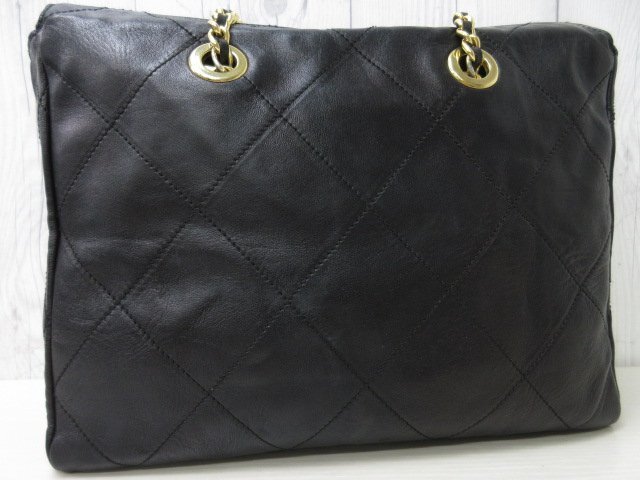 極美品 PRADA プラダ ゴールドチェーン デカロゴ ショルダーバッグ バッグ ナッパレザー キルティング 黒 71558_画像10