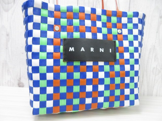 極美品 MARNI マルニ かごバッグ ハンドバッグ トートバッグ バッグ PVC×レザー マルチカラー 71425_画像9