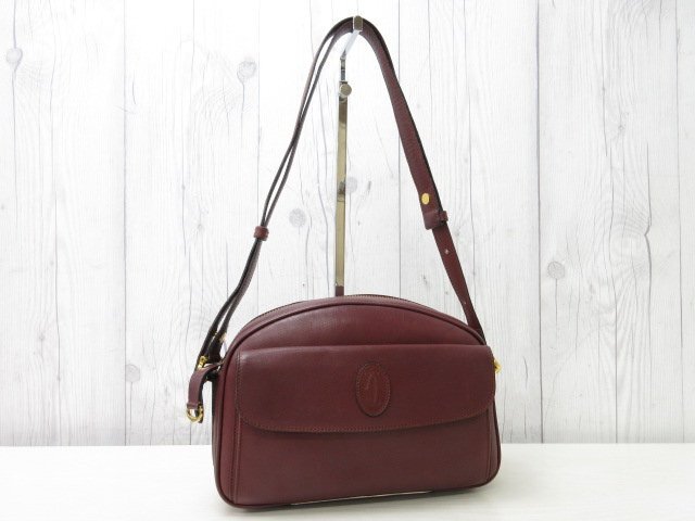  превосходный товар Cartier Cartier Must линия ручная сумочка сумка на плечо сумка кожа бордо 71604