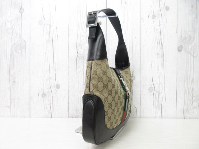 極美品 GUCCI グッチ ジャッキー GGキャンバス シェリーライン ハンドバッグ ショルダー バッグ キャンバス×レザー ベージュ×茶 71642Y_画像5