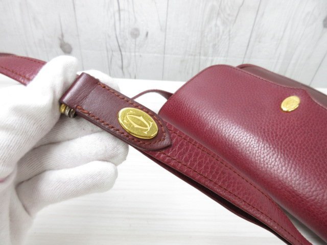 極美品 Cartier カルティエ マストライン ショルダーバッグ バッグ レザー ボルドー 71772Y_画像7