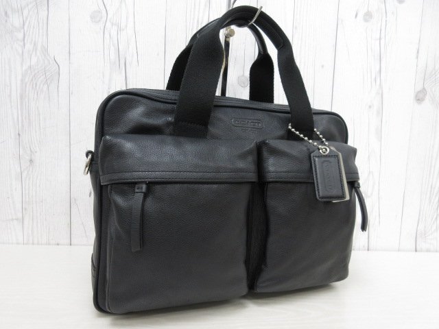 極美品 新品同様 COACH コーチ ビジネスバッグ ハンドバッグ バッグ レザー 黒 A4収納可 メンズ 71634Y_画像2