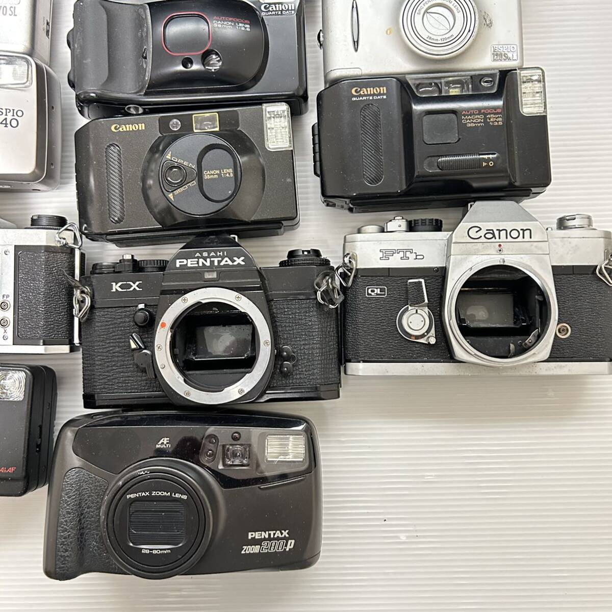 1 jpy ~ film camera summarize Canon PENTAX ESPIO160 140 170SL 1055W 120SWⅡ KX AUTOboy A FTb etc. ( junk operation not yet verification GK70116)