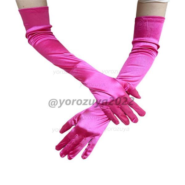 121-241-7 long satin Eve person g glove lustre metallic [ pink,F size ] lady's cosplay wedding fancy dress item.1