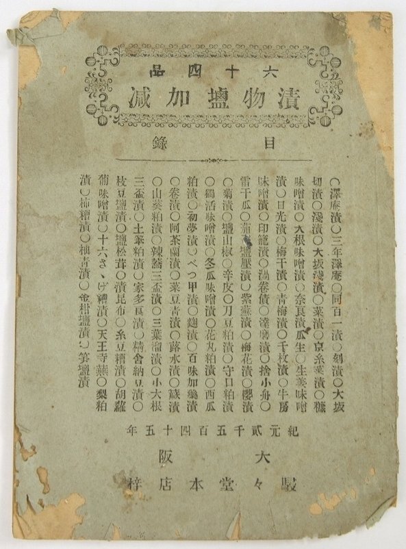 【半額】 六十四品 漬物塩加減 原版主:山中市兵衛 明治18年 駸々堂本店★Hi.156 和食