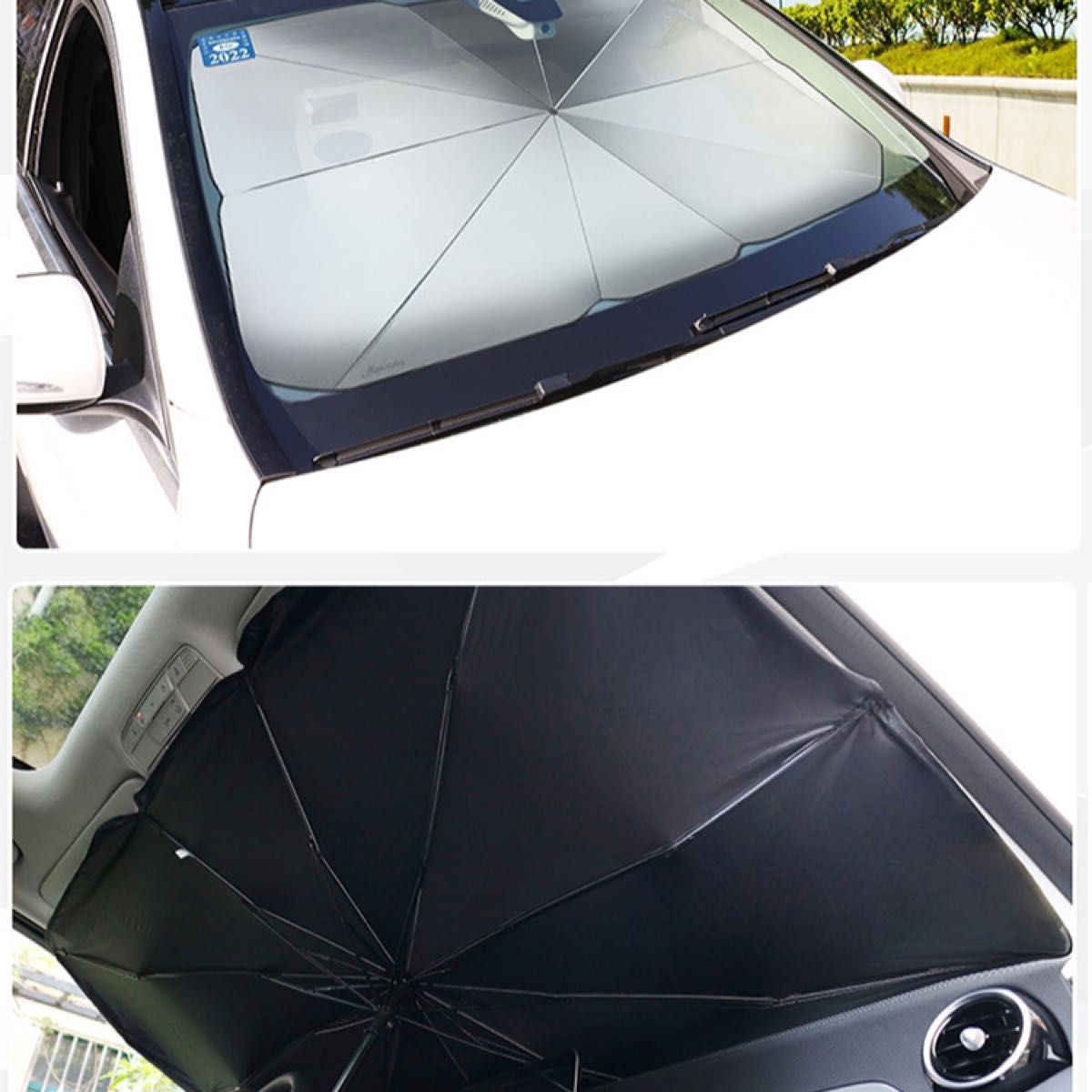 傘式サンシェード　Lサイズ　収納ケース付き　車内用　日除け　折り畳み　コンパクト