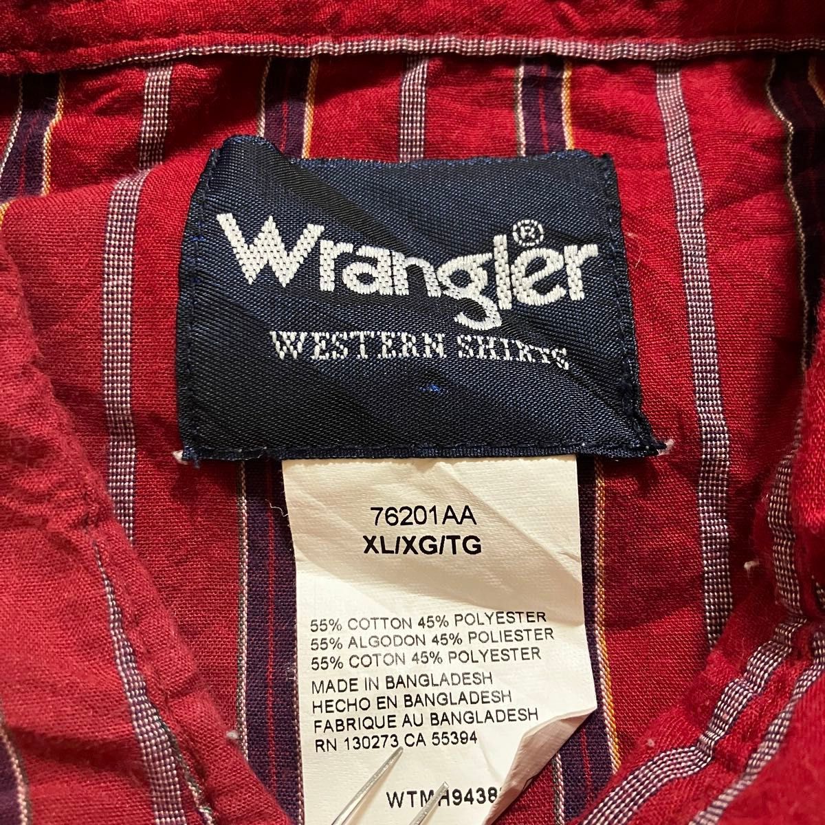 Wrangler ウエスタンシャツ ワークシャツ XL メンズ アメカジ ラングラー ボーダー 古着 半袖 トップス